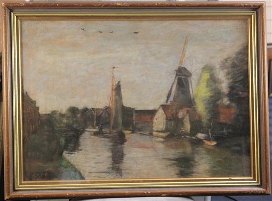 Dutch School Dutch canal scene, 18.5 x 26.5in.